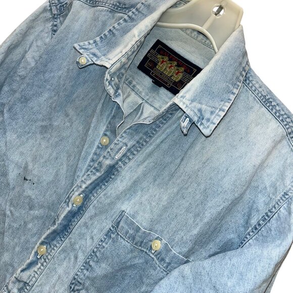 Ralph Lauren Vintage Classic chambray denim jean work shirt 15 1/2 34 - Picture 5 of 7